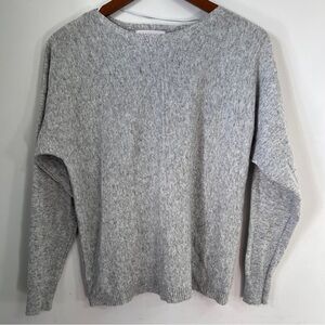 Bianco & Blu Elegant Heather Gray Crew Neck Sweater Wool Cashmere Silk